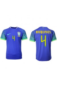 Brasilia Marquinhos #4 Jalkapallovaatteet Vieraspaita MM-kisat 2022 Lyhythihainen